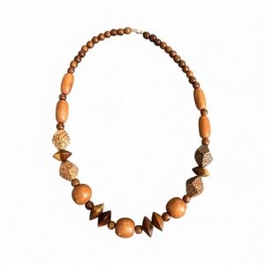 Vintage Mid Century Modern Wood Beaded Necklace
